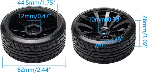 1/10 RC Drift Wheels 12mm Plastic RC Drift Tires & Black 10 Spokes Wheel Rims Pack of 4...