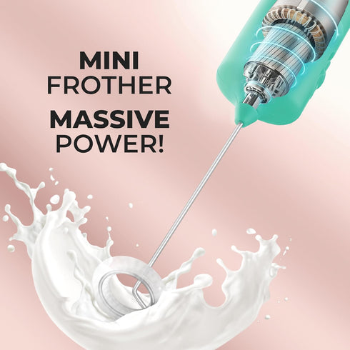 Zulay Kitchen Powerful Mini Milk Frother Handheld - Electric Hand Mixer - Portable Frother Wand for Coffee - Small Drink Blender for Lattes, Cappu...