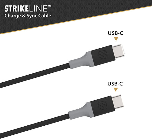 Scosche CC4BY-SP Strikeline USB-C to USB-C Charge & Sync Cable 4-ft. Black/Gray...