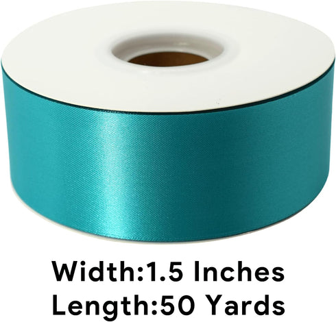 Turquoise Blue Ribbon 1-1/2 Inch x 50 Yards Satin Ribbon Single Face Ribbon for Crafts, Gift Wrapping, Floral Bouquet, Weddings, and Decorations, ...