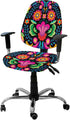Colorful Floral Mexican Pattern Office Chair Cover Stretchable Computer Chair Seat Cover Backrest Slipcovers, Mexico Ethnic Black Abstract Art Str...