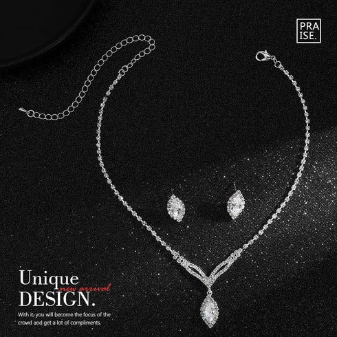 Yean Wedding Jewelry Set Silver Bridal Necklace Set Costume Jewelry Rhinestone Necklaces and Earring for Bride and Women...