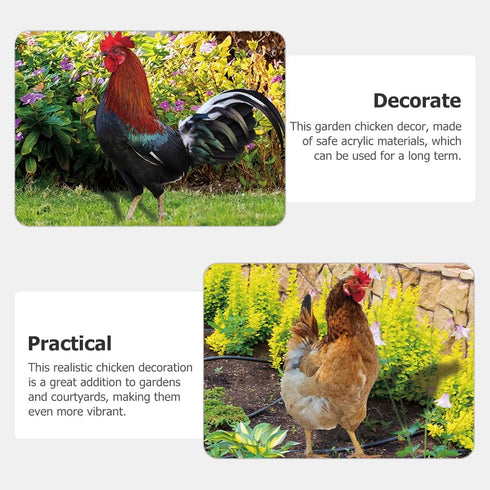 Yardwe 2pcs Chicken Rooster Yard Art Garden Stake Realistic Lifelike Hen Garden Poultry Statue Rooster Animals Sculpture for Yard Garden Lawn Outd...