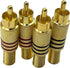 RCA Stereo Male Connector Plug,Spring Coaxial Audio Solderless Red and Black Circle Metal Gold-Plated Connector Adapter(4-Pack)...