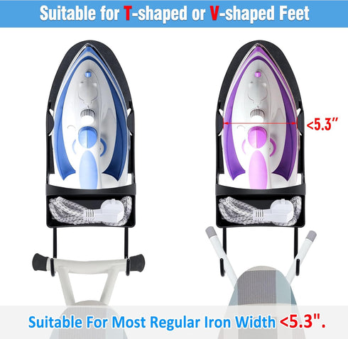 Ironing Board Hanger Wall Mount Ironing Holder Heat Resistant Iron Hanger with Iron Board Rack for Max 5 Inch Width (Black)...