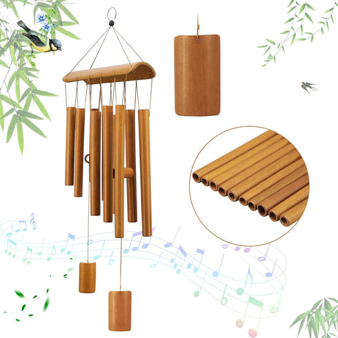 Windchimes Outdoors, Memorial Wind Chimes, Bamboo Wind Chimes for Outside Clearance Deep Tone for Patio Garden Home Décor, Natural Beautiful Sound...
