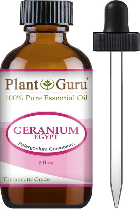 Plant Guru Geranium Essential Oil 2 oz 100% Pure Undiluted Therapeutic Grade...