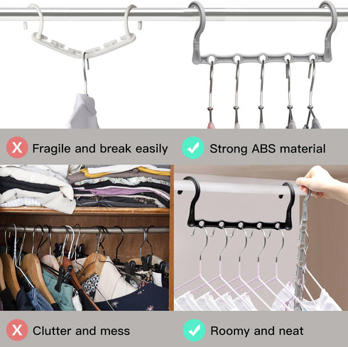 Closet Organizers and Storage,8 Pack Stronger Space Saving Hangers Clothes Hanger with 5 Holes Closet Storage for Heavy Clothes,Magic Home Organiz...
