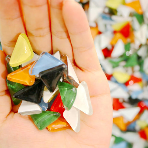 100 Pieces Triangle Glass Mosaic Tiles for Crafts, Bulk Mosaic Pieces Colorful Opaque Mosaic Crystal Chips Supplies for Mosaic Lovers DIY Mosaic P...