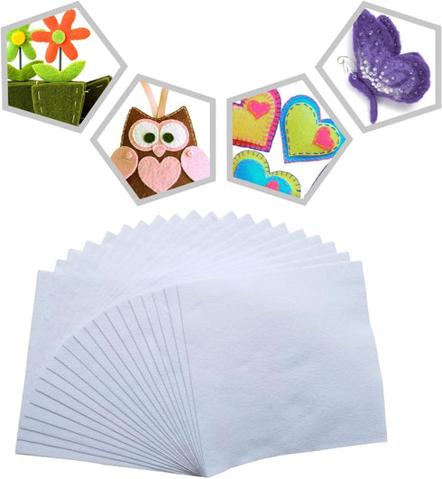 Jtnohx Soft White Felt, Flexible Felt Fabric for Toy Handwork, 1.4mm Thick 12"x12" Felt Sheets for DIY Craft and Sewing Projects...