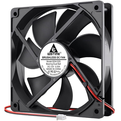 GDSTIME Dual Ball Bearings 120mm x 120mm x 25mm 5 inch 12v Brushless DC Cooling Exhaust Fan, For Desktop...