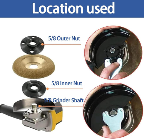 7PCS Angle Grinder Nut Angle Grinder Wrench Kit 5/8-11 Flange Metal Lock Nut with Spanner for Compatible with Dewalt Milwaukee Makita 193465-4 Met...