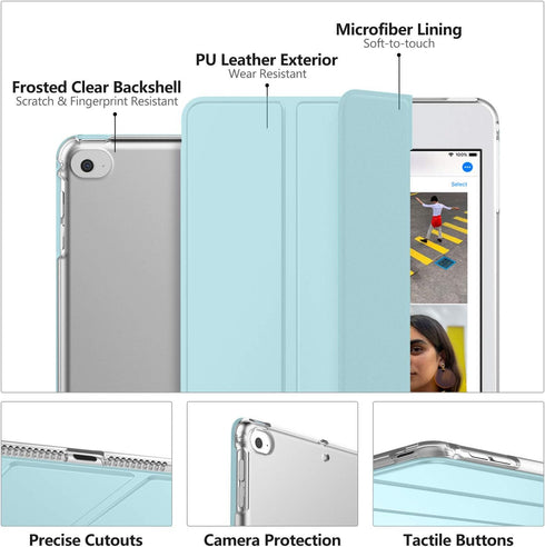 MoKo Case Fit New iPad Mini 5 2019/Mini 4 2015 (5th/4th Generation 7.9 inch), Slim Lightweight Smart Shell Stand Cover with Translucent Frosted Ba...