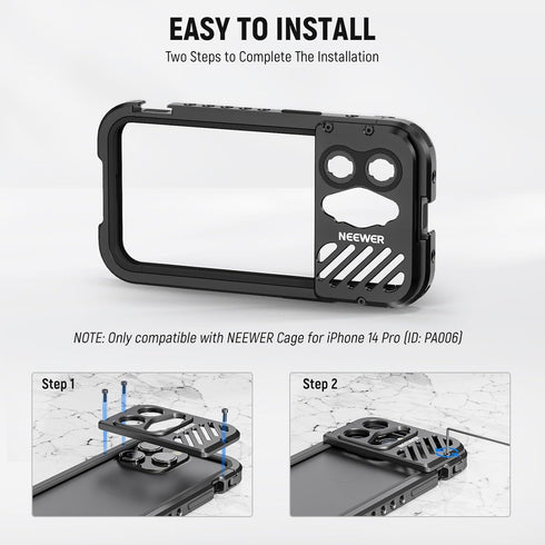 NEEWER Lens Backplane Compatible with iPhone 14 Pro Phone Cage NEEWER PA006, Aluminum External Lens Mount with 17mm Threaded M Lens Mount Unaffect...
