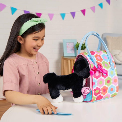 – Toy Dog – Plush Puppy – Dog Carrier – Toy Boston Terrier – 3 Years + – Floral Print Glam Bag & Boston Terrier Pup...