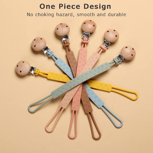 2 Pack Pacifier Clips for Baby Boys and Girls, One-piece Silicone Pacifier Chain with Clip for Binky, Teether Toys, BPA free, Flexible and Durable...