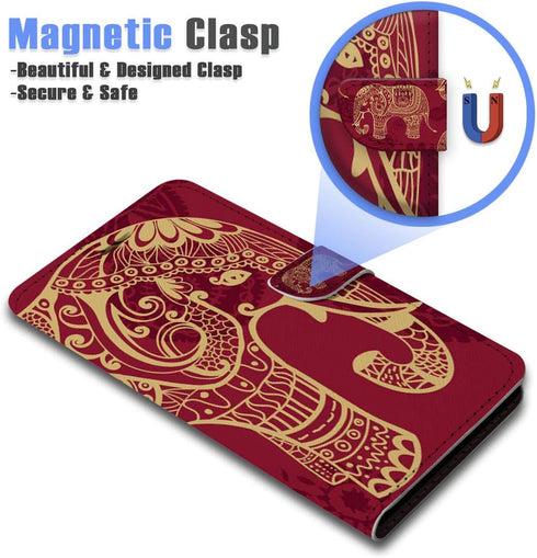 for Samsung Note 20, Galaxy Note 20, Designed Flip Wallet Phone Case Cover, A21111 Tribal Red Elephant 21111...