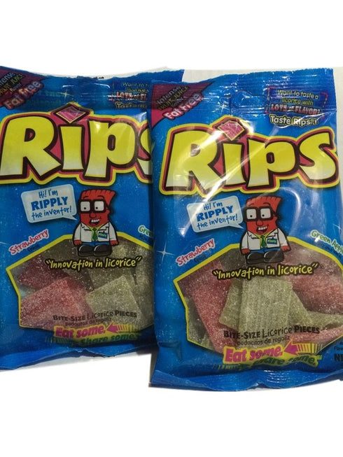 Rips Strawberry and Greenapple Licorice Pieces, 4 Ounce Bags, 2-bags...