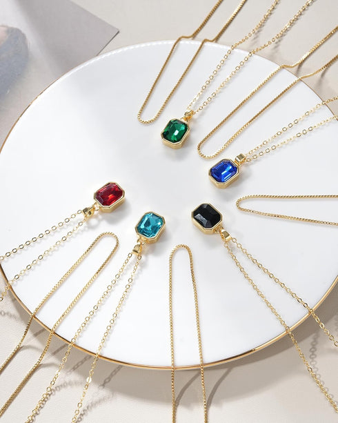 Lourny Gold Layered Crystal Necklace for Women, 18K Gold Plated Choker Emerald Green Dainty Chain Trendy Statement Necklace Jewelry for Women Gift...