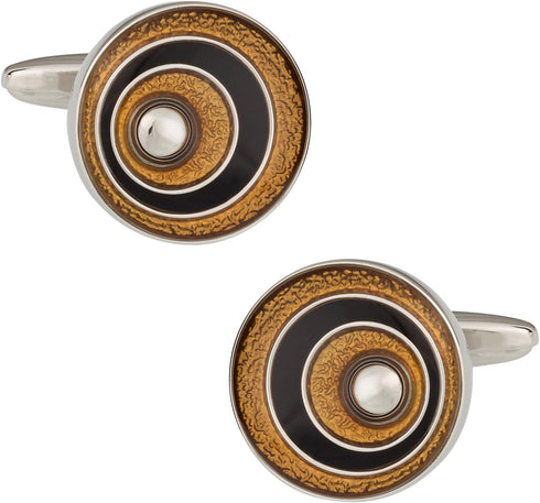 Black & Gold Depth Charge Enamel Cufflinks by Cuff-Daddy...