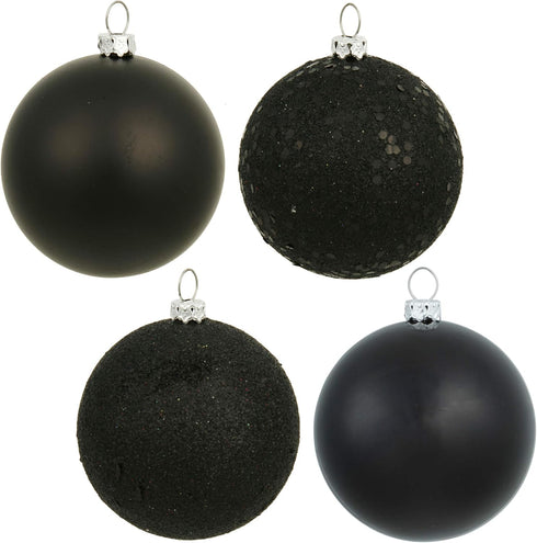 Vickerman 2.75" Black 4-Finish Ball Ornament Assortment - 20 per Box - Matte, Shiny, Glitter, Sequin - Reliable and Durable - Perfect Christmas Or...