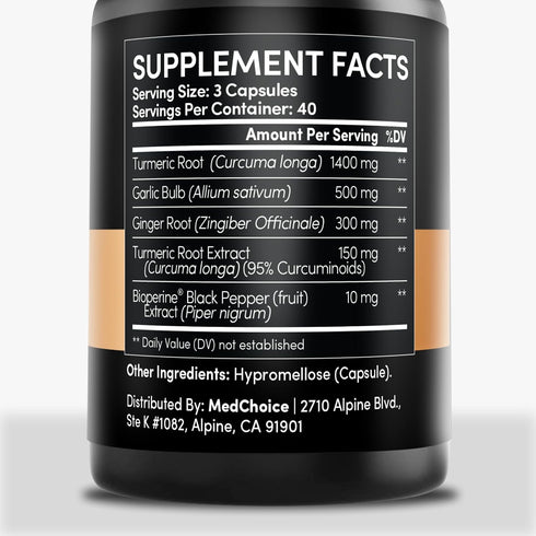 4-in-1 Turmeric and Garlic Supplements with Bioperine 2360 mg Turmeric Ginger Root Capsules with Garlic for Joint, Digestion & Immune Support (120...