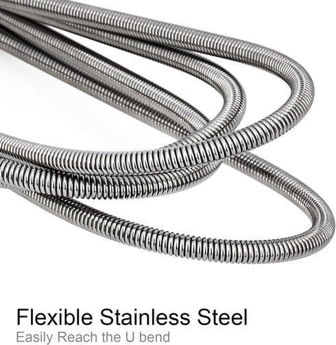 Flexible Long Drain Brush, Double Elastic Ended Nylon Cleaner Hose Tube Pipe Brush 67 inch Stainless Steel and 2 Pcs of 8 inch Straw Cleaning Brus...
