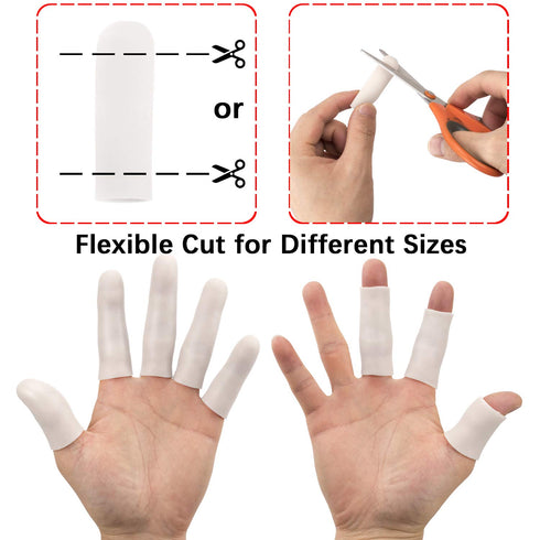 ANCIRS Gel Finger Support Protector Gloves, Gel Finger Cots/Covers - Different Sizes Silicone Fingertips for Hands Cracking, Eczema Skin (20pcs Wh...