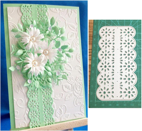 Flower Strip Frame Metal Die Cuts, Flower Lace Edge Cutting Dies Cut Stencils for DIY Scrapbooking Photo Decorative Embossing Paper Dies for Scrap...