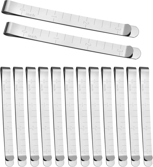 Stainless Steel Sewing Clips (Set of 12) with 3-Inch Measurements Stamped on The Clips for Holding Fabric and Marking Lengths When Sewing Fabrics...