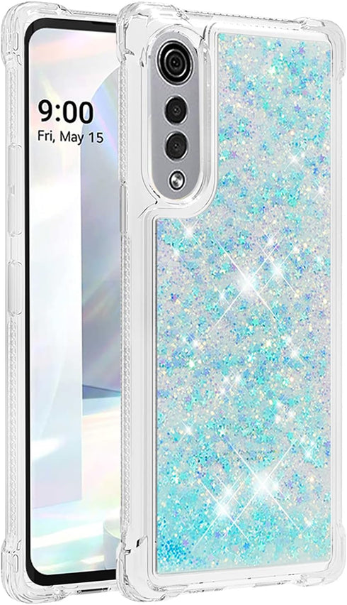 Compatible with LG Velvet Case, Glitter Case Bling Sparkle Liquid for Women Girls Luxury Flowing Quicksand Clear Phone Case Cover for LG Velvet Bl...