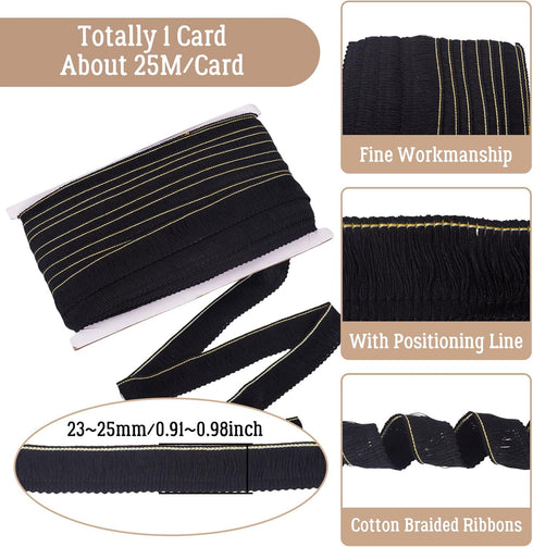 MegaPet Black Polyester Fringe Tassel Lace Trim 1 Inch x 82 Feet Chainette Fringe Fibre Trim for Sewing Quilting DIY Home Decoration...