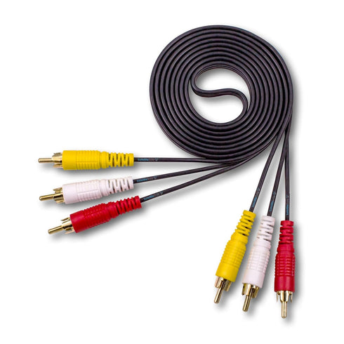 SatelliteSale 3 Male to 3 Male RCA Audio Video AV Composite Cable Universal Wire PVC Black Cord 6 feet...