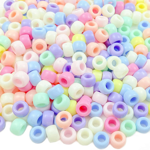 Pony Beads, 300 Pcs Rainbow Acrylic Craft Beads, Colorful Round Plastic Spacer Beads for DIY Jewelry Craft Making Necklace Rainbow Bracelet...