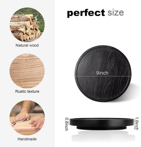 9" Wood Lazy Susan Organizer Kitchen Turntable for Cabinet Farmhouse Bathroom Decor Round Decorative Tray for Vanity, Counter, Sink, Coffee Table,...