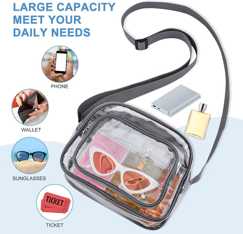 OrabenClear Messenger Bag Clear Bag Stadium Approved, Clear Purse Clear Crossbody Bag for Work, Workout, Sports...
