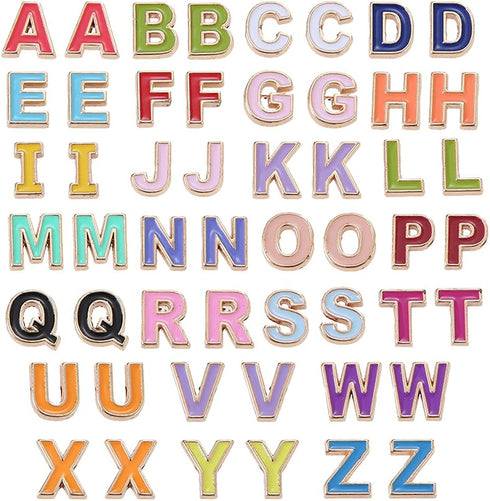 52Pcs Alloy Enamel Letter Shape Beads, Capital Alphabet 2 Sets of A-Z Charm Beads for DIY Bracelet Necklace Jewelry Making...