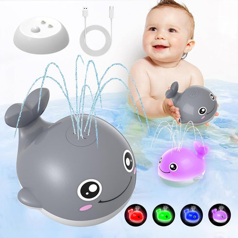 Baby Bath Toys, Kid Odyssey Rechargeable Whale Bath Toys Automatic Induction Sprinkler Bathtub Shower Toys with LED Light, No Hole - IPX7 Waterpro...