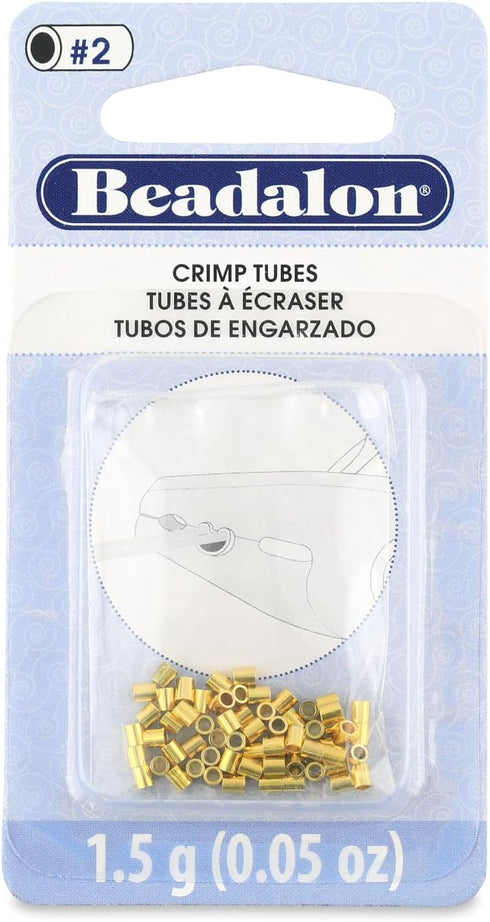 Beadalon Crimp Tubes, Size #2, Gold Color, 1.5 g, Approx. 46 pc...
