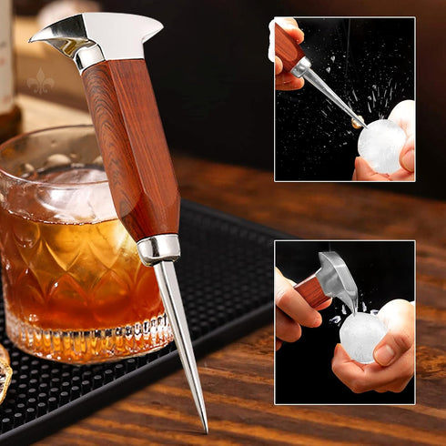 Ice Pick - 17cm / 7" Stainless Steel Ice Chipper with Wood Handle, Japanese Style Ice Crusher ideal for Bars, Bartender. Best Carving Tool (7 inch...