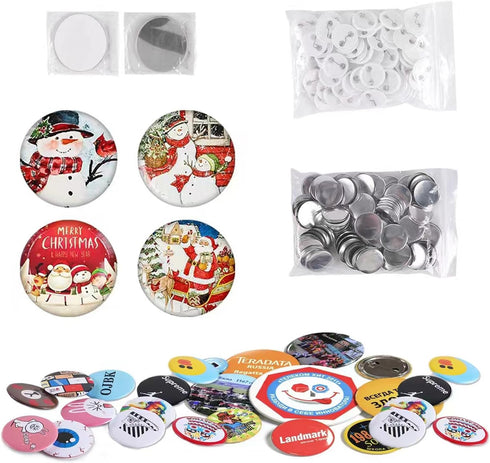 100 Sets 1 inch Button Supplies Button Parts for tigoola Machine, Round Badge Making Supplies, includes Plastic Button Pin Back Cover, Metal Cover...