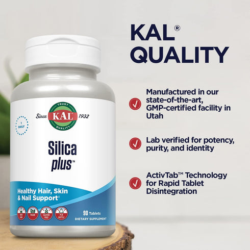 KAL Silica Plus, Silica Gel with Horsetail Extract, Healthy Hair, Skin & Nails Support, Maximum Absorption, Vibrant Hair, Glowing Skin Supplement,...