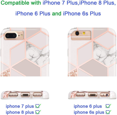 Jaholan Case for iPhone 7 Plus Bling Glitter Sparkle Rose Gold Marble Design TPU Gel Case Ultra Thin Lightweight Soft Case Cover for iPhone 7 Plus...