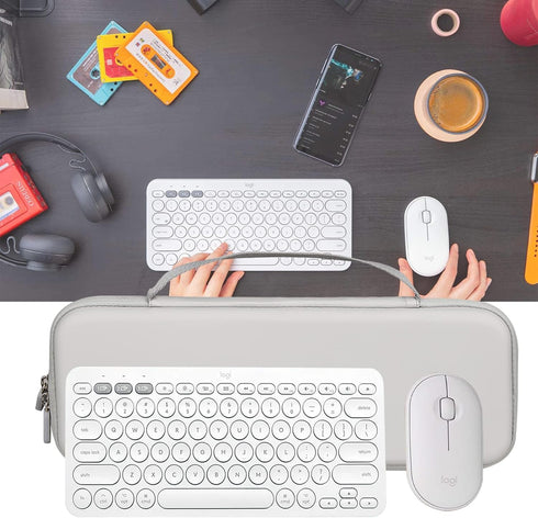 Aproca Grey Hard Travel Storage Case, for Logitech K380 Multi-Device Bluetooth Keyboard and Logitech Pebble M350 / i345 Mouse...