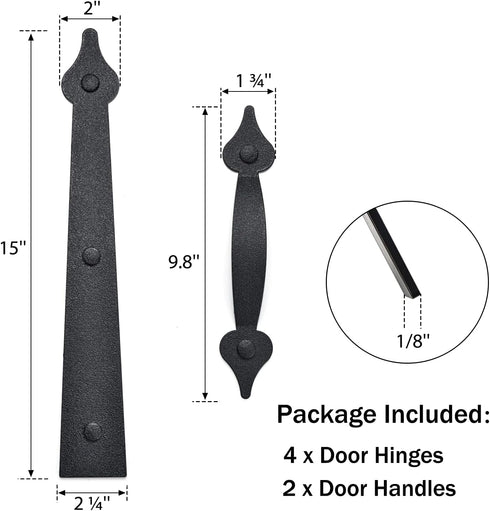 Garage Door Magnetic Decorative Hardware Carriage Accents Faux Hinges Handle Kit Pack of 1...