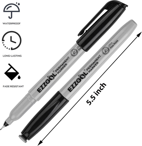 Ultra Fine Permanent Marker, 36 Pack Ultra Fine Point Black Permanent Marker set, Works on Plastic, Wood, Stone, Metal and Glass for Doodling, Mar...