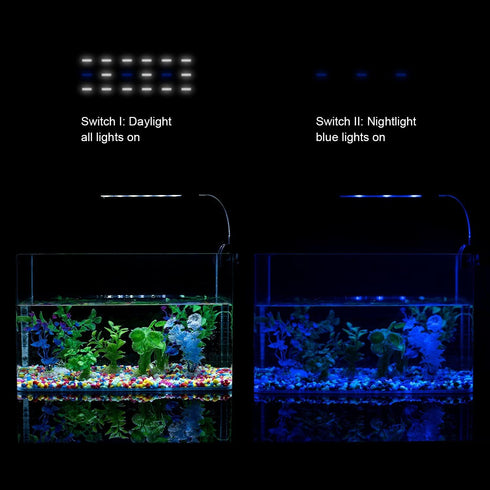 Aquarium Lights for Fish Tank Clip on LED Fish Tank Light for 5-10 Gallon Fish Light for Tanks with White and Blue LEDs 7W...