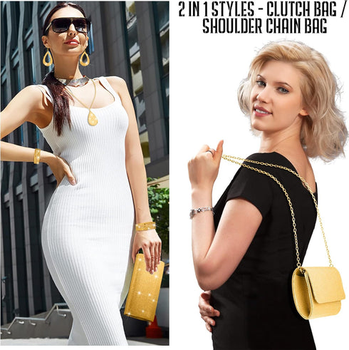 Sotiff 5 Pcs Women Evening Clutch Purse Party Handbag Jewelry Set Necklace Bracelet Earring for Girlfriend Valentines Gifts...