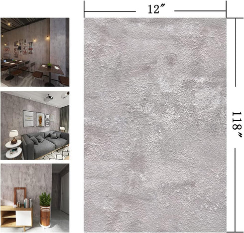 Light Grey Concrete Wallpaper Peel and Stick Modern Cement Wallpaper 12"x118" Faux Concrete Contact Paper for Countertops Cabinets and Drawers Wat...