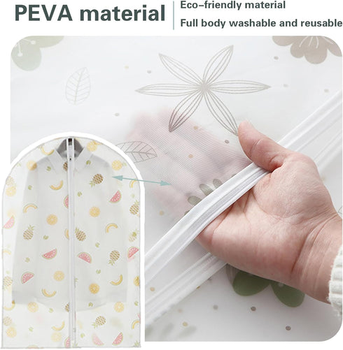 5 Pack Hanging Clothes Covers Clear Clothes Bags Hanging Dust Clothes Protectors Dry Cleaner Home Storage Travel (60×80, Fruit)...